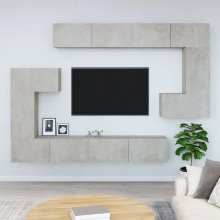 Concrete gray plywood TV wall cabinet by vidaXL, TV Furniture - Ref: Foro24-3114593, Price: 371,14 €, Discount: %