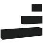 Black plywood 4-piece TV furniture set by vidaXL, TV Furniture - Ref: Foro24-3114647, Price: 160,19 €, Discount: %