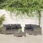Set de muebles de jardín 5 pzas y cojines ratán sintético gris