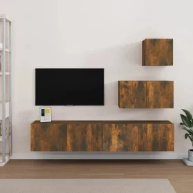 TV-Möbelset 4-teilig aus geräuchertem Eichensperrholz von vidaXL, TV-Möbel - Ref: Foro24-3114643, Preis: 111,09 €, Rabatt: %