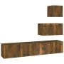 TV-Möbelset 4-teilig aus geräuchertem Eichensperrholz von vidaXL, TV-Möbel - Ref: Foro24-3114643, Preis: 111,09 €, Rabatt: %