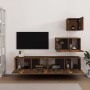 TV-Möbelset 4-teilig aus geräuchertem Eichensperrholz von vidaXL, TV-Möbel - Ref: Foro24-3114643, Preis: 113,20 €, Rabatt: %