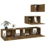 TV-Möbelset 4-teilig aus geräuchertem Eichensperrholz von vidaXL, TV-Möbel - Ref: Foro24-3114643, Preis: 111,09 €, Rabatt: %