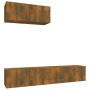 TV-Möbelset 3-teilig aus geräuchertem Eichensperrholz von vidaXL, TV-Möbel - Ref: Foro24-3114475, Preis: 90,70 €, Rabatt: %
