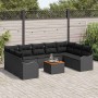 Conjunto de sofá de jardín 10 pcs Negro Poliratán