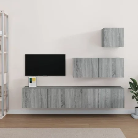 TV-Möbel-Set 4 Stück Sonoma grau Sperrholz von vidaXL, TV-Möbel - Ref: Foro24-3114652, Preis: 125,78 €, Rabatt: %