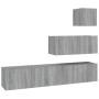 Set de muebles para TV 4 pzas madera contrachapada gris Sonoma de vidaXL, Muebles TV - Ref: Foro24-3114652, Precio: 130,27 €,...