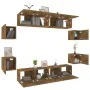 TV-Möbelset 8-tlg. aus geräuchertem Eichenschichtholz von vidaXL, TV-Möbel - Ref: Foro24-3114219, Preis: 190,55 €, Rabatt: %
