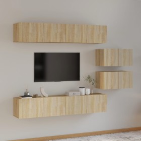 TV-Möbelset 6-teilig Sonoma-Eiche-Sperrholz von vidaXL, TV-Möbel - Ref: Foro24-3114600, Preis: 216,38 €, Rabatt: %