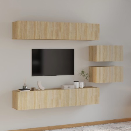 TV-Möbelset 6-teilig Sonoma-Eiche-Sperrholz von vidaXL, TV-Möbel - Ref: Foro24-3114600, Preis: 216,38 €, Rabatt: %