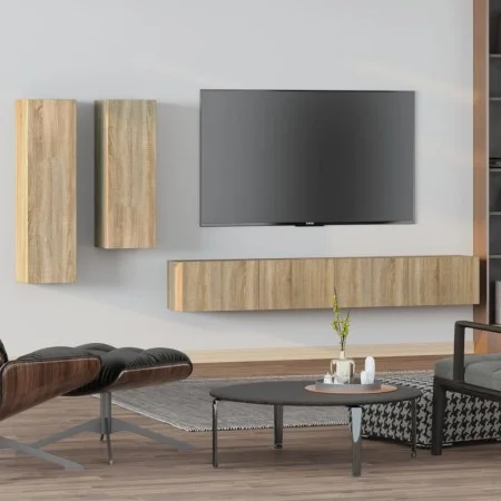 TV furniture set 4 pieces Sonoma oak plywood by vidaXL, TV Furniture - Ref: Foro24-3114632, Price: 190,13 €, Discount: %