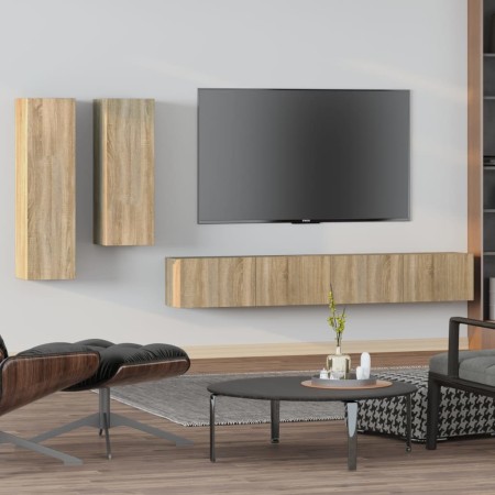 TV-Möbelset 4-teilig Sonoma-Eichensperrholz von vidaXL, TV-Möbel - Ref: Foro24-3114632, Preis: 193,65 €, Rabatt: %
