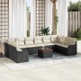 Conjunto de sofá de jardín 11 pcs Negro Poliratán