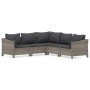 Set de muebles de jardín 5 pzas y cojines ratán sintético gris
