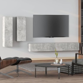 TV-Möbel-Set 4 Stück Sperrholz grau Beton von vidaXL, TV-Möbel - Ref: Foro24-3114633, Preis: 193,59 €, Rabatt: %