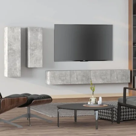 4-piece TV furniture set made of gray concrete plywood. by vidaXL, TV Furniture - Ref: Foro24-3114633, Price: 190,33 €, Disco...