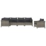 Set de muebles de jardín 6 pzas y cojines ratán sintético gris