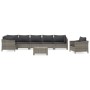 Set de muebles de jardín 8 pzas y cojines ratán sintético gris