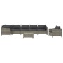 Set de muebles de jardín 8 pzas y cojines ratán sintético gris
