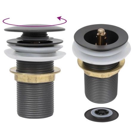 Push drain without overflow function, gray, 6.4x6.4x9.1cm by vidaXL, Faucets - Ref: Foro24-149063, Price: 14,83 €, Discount: %