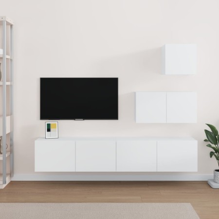 TV-Möbel-Set 4 Stück Sperrholz weiß von vidaXL, TV-Möbel - Ref: Foro24-3114638, Preis: 154,21 €, Rabatt: %