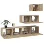 TV furniture set 4 pieces Sonoma oak plywood by vidaXL, TV Furniture - Ref: Foro24-3114648, Price: 141,99 €, Discount: %