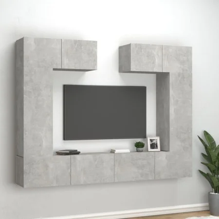 TV-Möbelset 6-teilig betongraues Sperrholz von vidaXL, TV-Möbel - Ref: Foro24-3114465, Preis: 270,17 €, Rabatt: %