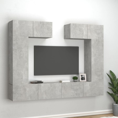 TV-Möbelset 6-teilig betongraues Sperrholz von vidaXL, TV-Möbel - Ref: Foro24-3114465, Preis: 276,17 €, Rabatt: %