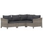 Set de muebles de jardín 6 pzas y cojines ratán sintético gris