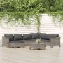 Set de muebles de jardín 8 pzas y cojines ratán sintético gris