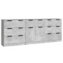 Dreiteiliges Sideboard aus betongrauem Sperrholz von vidaXL, Sideboards - Ref: Foro24-3115799, Preis: 225,80 €, Rabatt: %
