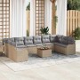 Conjunto de sofá de jardín 11 pcs Beige Poliratán