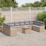 Conjunto de sofá de jardín 11 pcs Beige Poliratán