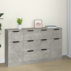 Concrete gray plywood 3-piece sideboard set by vidaXL, Sideboards - Ref: Foro24-3115823, Price: 168,75 €, Discount: %