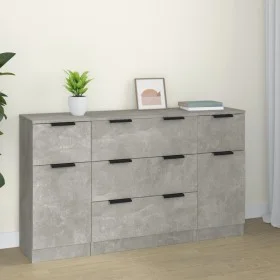 Concrete gray plywood 3-piece sideboard set by vidaXL, Sideboards - Ref: Foro24-3115823, Price: 162,84 €, Discount: %