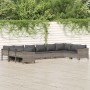 Set de muebles de jardín 10 pzas y cojines ratán sintético gris