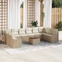 Conjunto de sofá de jardín 11 pcs Beige Poliratán