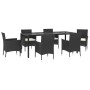 Set de comedor de jardín 7 pzas y cojines ratán sintético negro