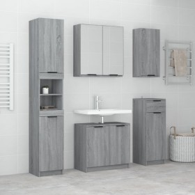 5-teiliges Badezimmermöbelset aus grauem Sonoma-Sperrholz von vidaXL, Badezimmermöbel - Ref: Foro24-3115858, Preis: 293,79 €,...