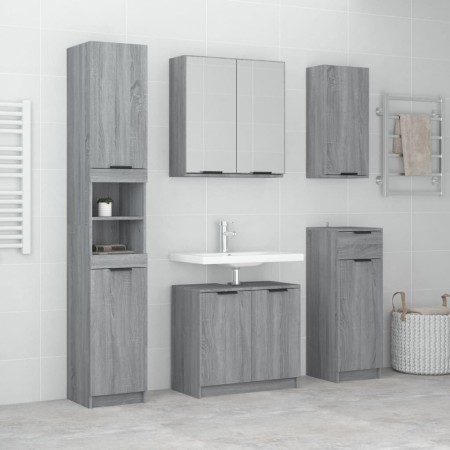 Sonoma gray plywood 5-piece bathroom furniture set by vidaXL, Bathroom furniture - Ref: Foro24-3115858, Price: 293,91 €, Disc...