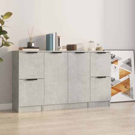 Sideboards 3 Stück zementgraues Sperrholz von vidaXL, Sideboards - Ref: Foro24-3115847, Preis: 126,78 €, Rabatt: %