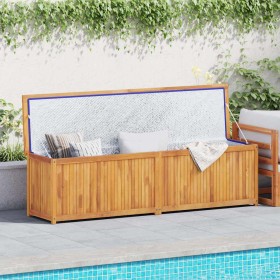 Baúl de jardín madera maciza de teca 200x50x55 cm