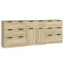 Aparador de 3 piezas madera contrachapada color roble Sonoma de vidaXL, Aparadores - Ref: Foro24-3115798, Precio: 219,65 €, D...