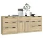 Aparador de 3 piezas madera contrachapada color roble Sonoma de vidaXL, Aparadores - Ref: Foro24-3115798, Precio: 219,65 €, D...