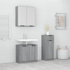 Badmöbelset 3-teilig sonoma grau Sperrholz von vidaXL, Badezimmermöbel - Ref: Foro24-3115874, Preis: 173,44 €, Rabatt: %