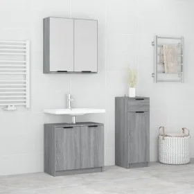 Set de muebles de baño 3 pzas madera contrachapada gris sonoma de vidaXL, Muebles de baño - Ref: Foro24-3115874, Precio: 170,...