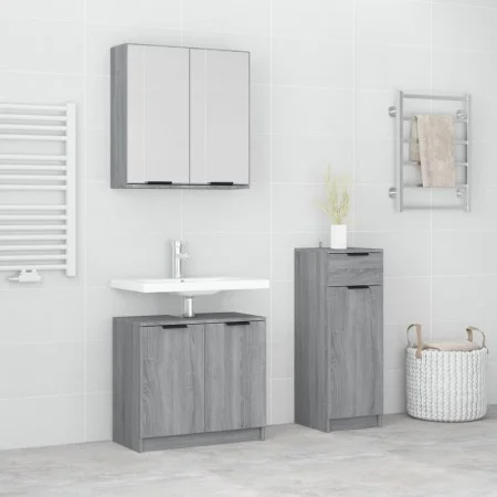 Badmöbelset 3-teilig sonoma grau Sperrholz von vidaXL, Badezimmermöbel - Ref: Foro24-3115874, Preis: 170,54 €, Rabatt: %