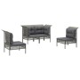 Set de muebles de jardín 4 pzas y cojines ratán sintético gris