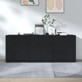 3-teiliges Sideboard aus schwarzem Sperrholz von vidaXL, Sideboards - Ref: Foro24-3115797, Preis: 221,32 €, Rabatt: %