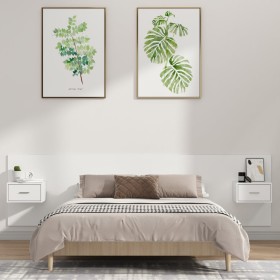 Cabecero de cama con mesitas madera contrachapada blanco